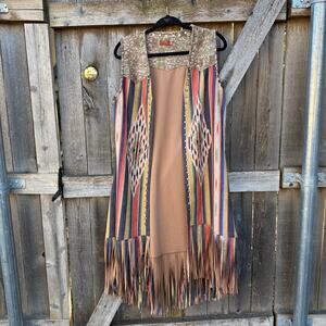 SCULLY duster length fringe VEST western microfiber XS southwest
